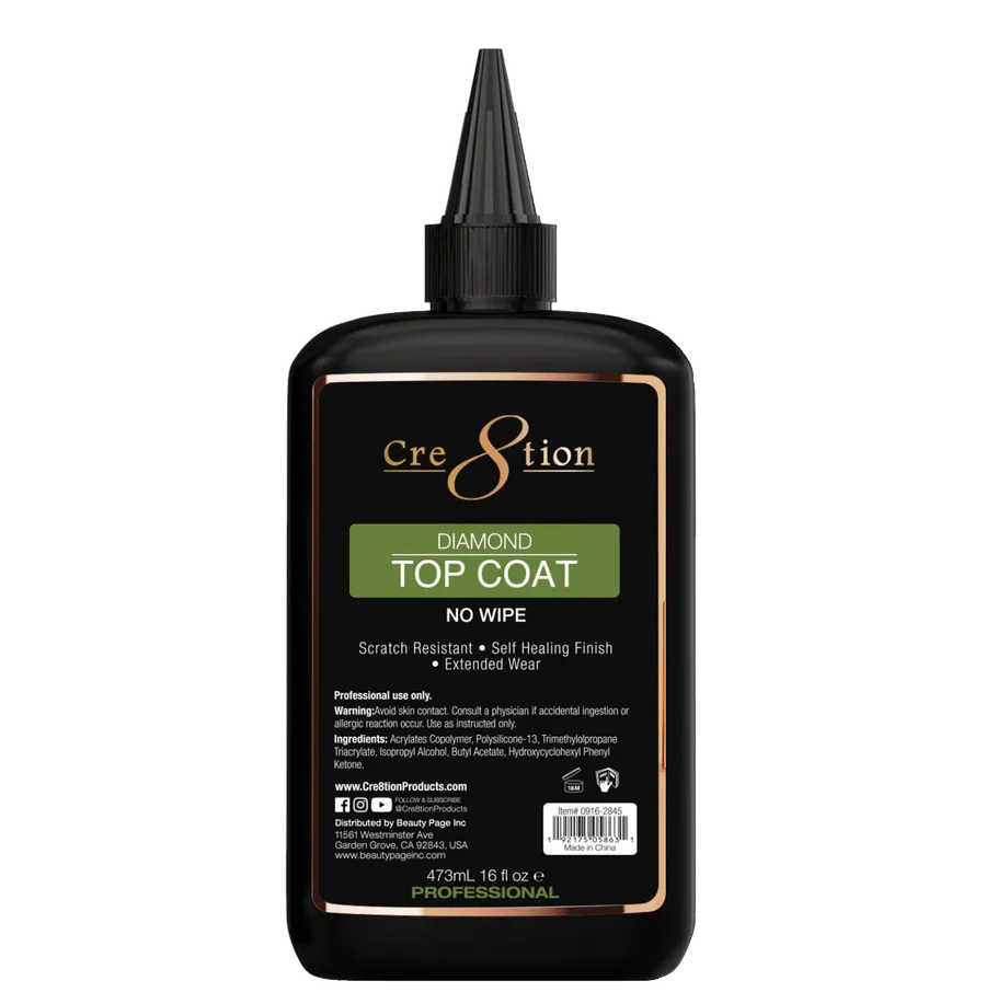Cre8tion Diamond Soak Off Gel No wipe top coat 16oz Refill