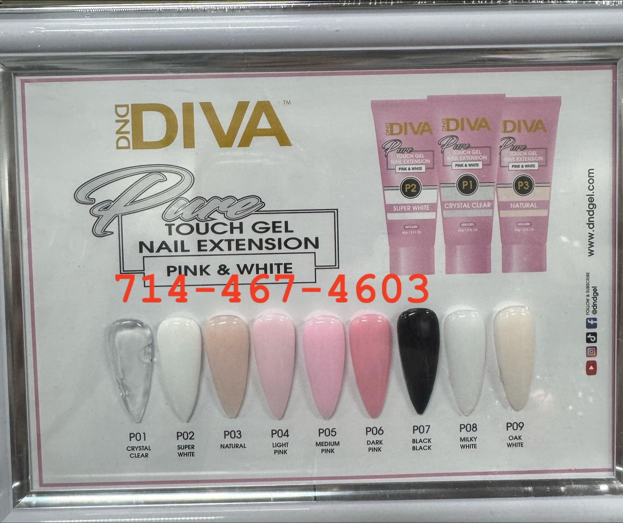 DND Diva Touch Gel Extension - Pink & White Collection of 9 Colors